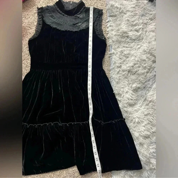 KATE SPADE BLACK VELVET DRESS MIDI RUFFLE SLEEVELESS HOLIDAY NWT SIZE 8 MEDIUM - Picture 11 of 11